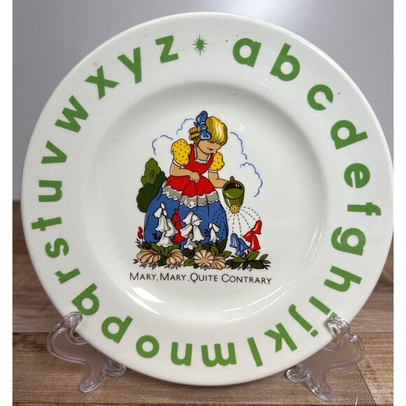 Vintage Wood & Sons Mary Mary Quite Contrary Nursery Rhyme Childs Plate England - Picture 1 of 3